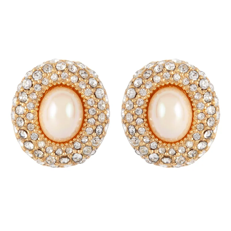 1980s Vintage Christian Dior Oval Clip-On Earrings