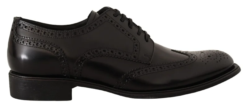 Dolce & Gabbana  Black Brogue Leather Oxford Shoes for Men