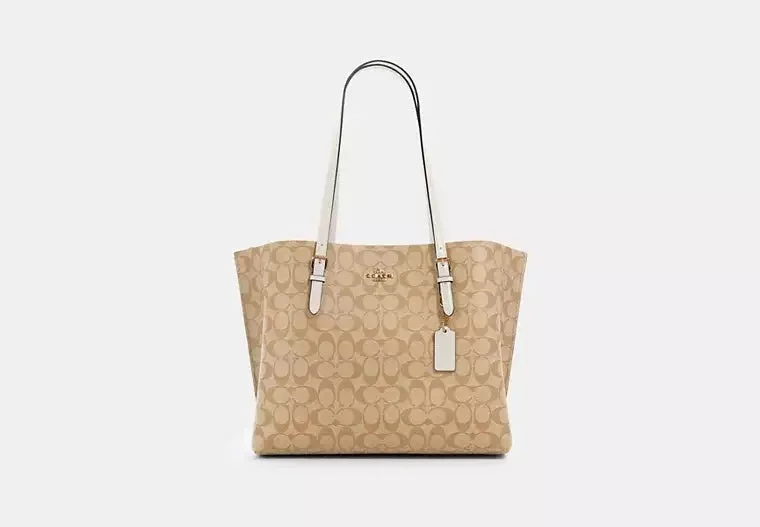 Coach Mollie Tote Bag In Signature Canvas Light Khaki Chalk 