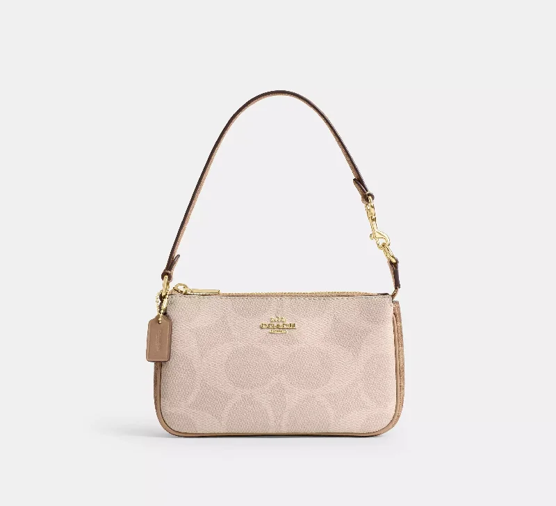 Coach Nolita 19 In Blocked Signature Canvas Bag Sand Tan 