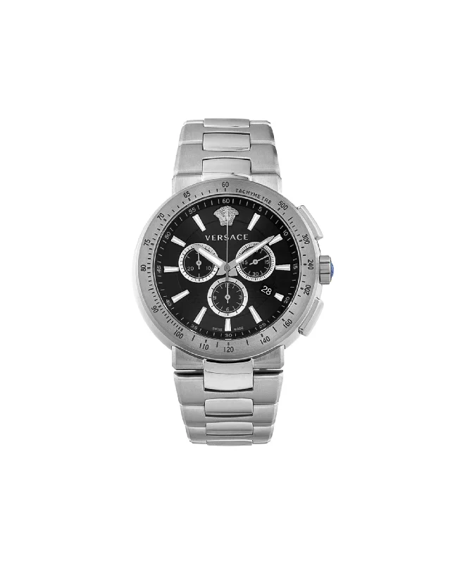 Versace Mens Mystique Chrono Stainless Steel 46mm Bracelet Fashion Watch