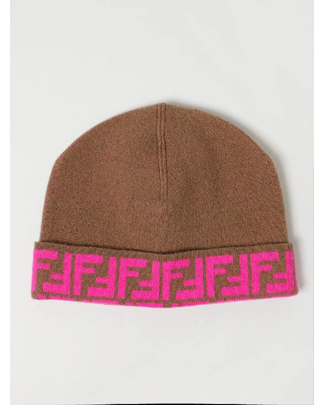 Fendi Knit Beanie Hat Kids Beige