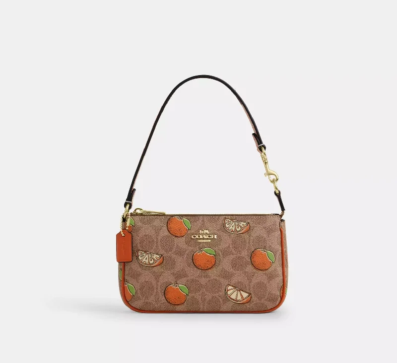 Coach Nolita 19 In Signature Canvas With Orange Print Bag Tan Multi 