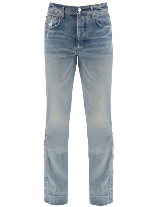 Amiri Stack Kick Flare Leg Clay Indigo Blue Jeans