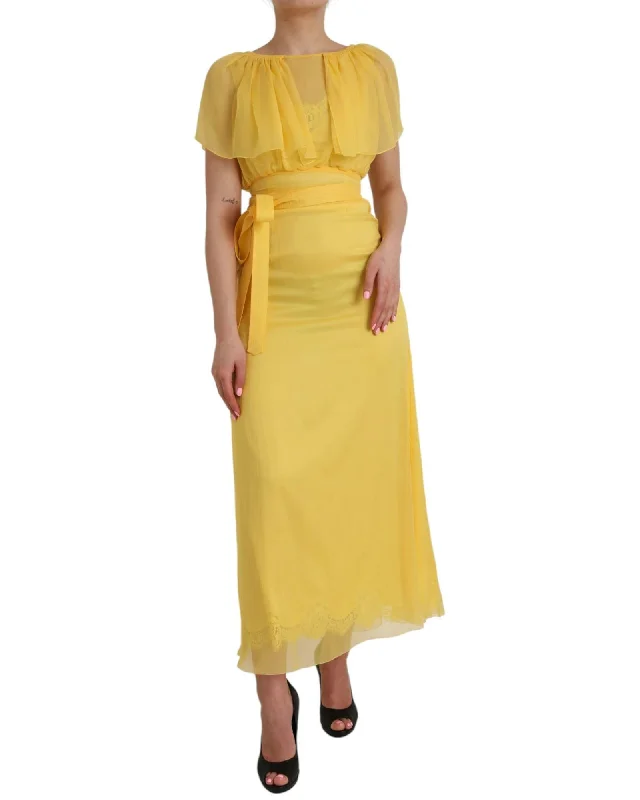 Dolce & Gabbana  Yellow Silk Dress