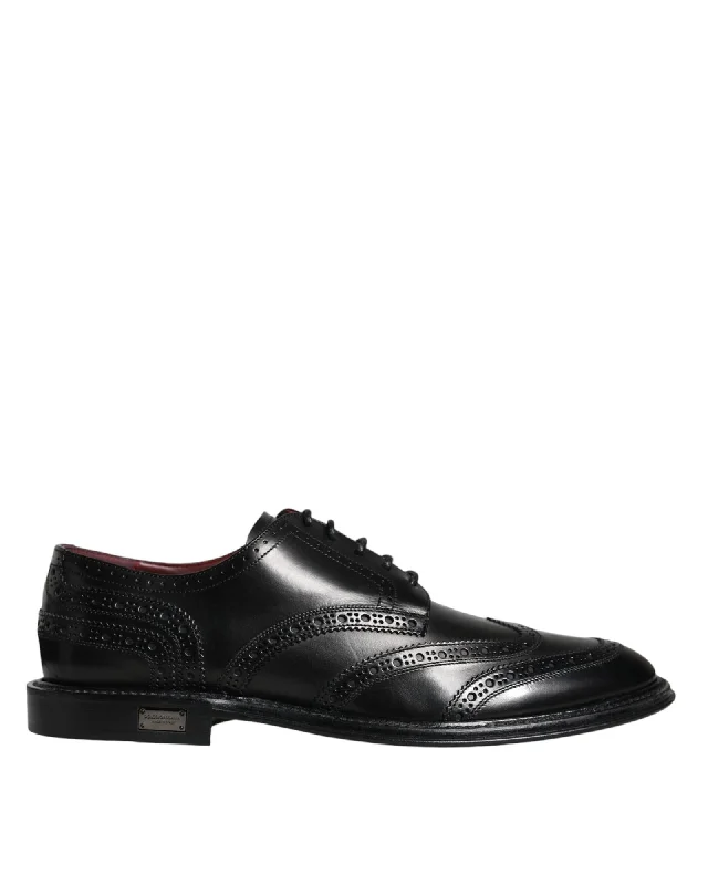 Dolce & Gabbana Leather Oxford Wingtip Formal Shoes with Lace-Up Closure
