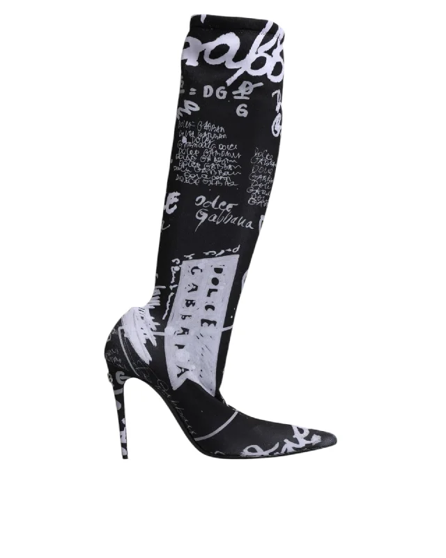 Dolce & Gabbana Printed Sock Boots High Heel Style