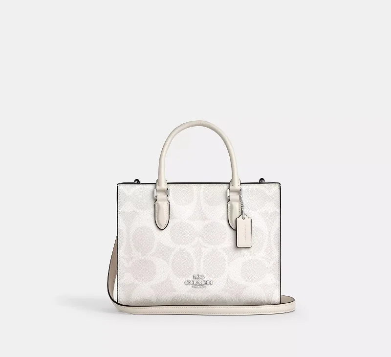 Coach Maggie Small Tote Bag In Signature Canvas White Chalk 