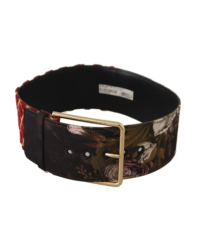 Dolce & Gabbana Floral Gold Metal Buckle Belt