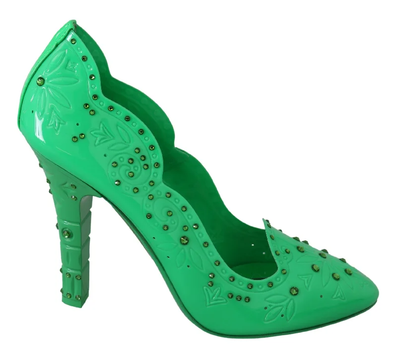 Dolce & Gabbana  Crystal Embellished Green Pumps