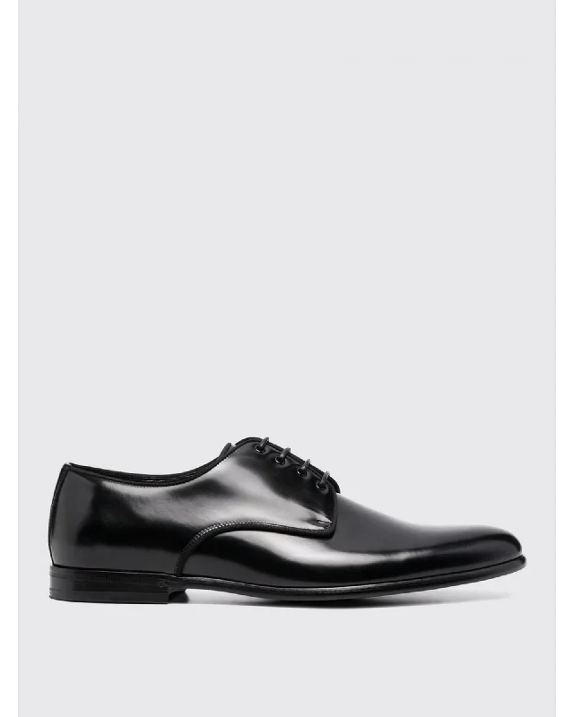 Dolce & Gabbana Leather Derby Shoes Formal Wear Men Black Brogues
