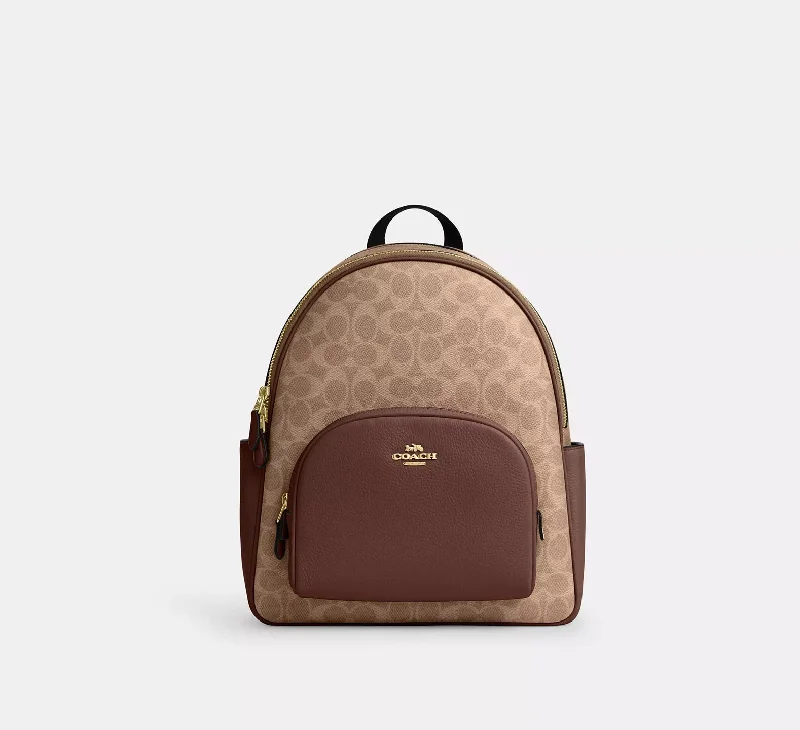 Coach Court Backpack In Signature Canvas Tan Brown