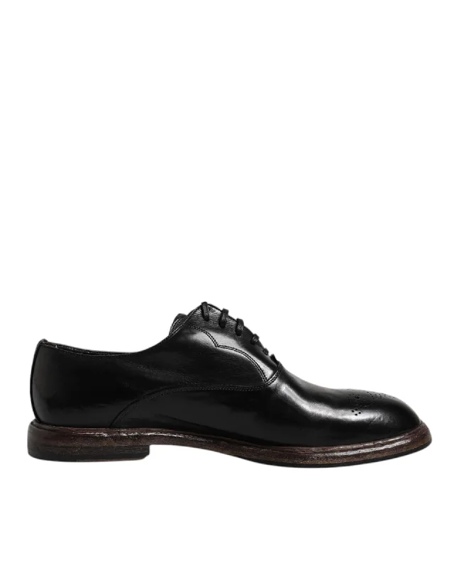 Dolce & Gabbana Leather Oxford Shoes Brogue Style Men Black