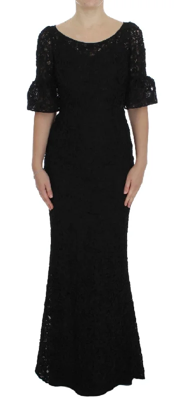 Dolce & Gabbana Floral Lace Long Bodycon Maxi Dress