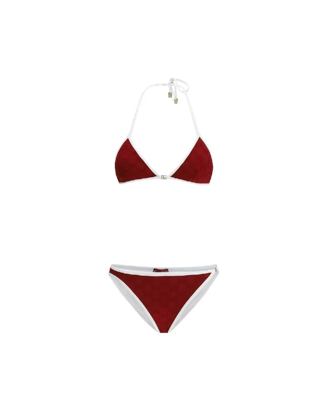 Gucci Swimwear Bikini Set GG Pattern Women Bordeaux Swimwear