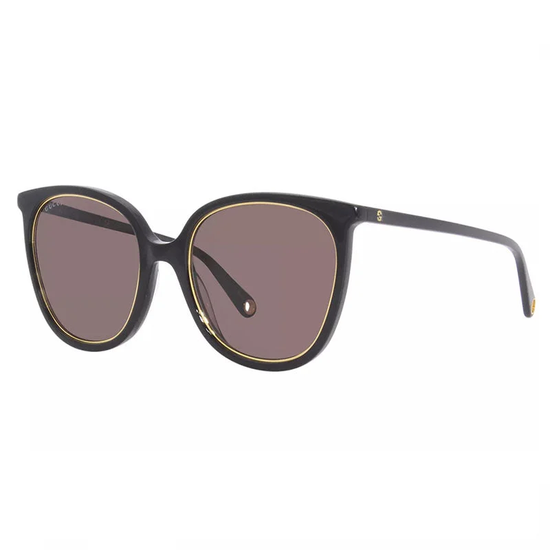 Gucci Cat Eye Full Rim, with a Black frame and Brown lens.