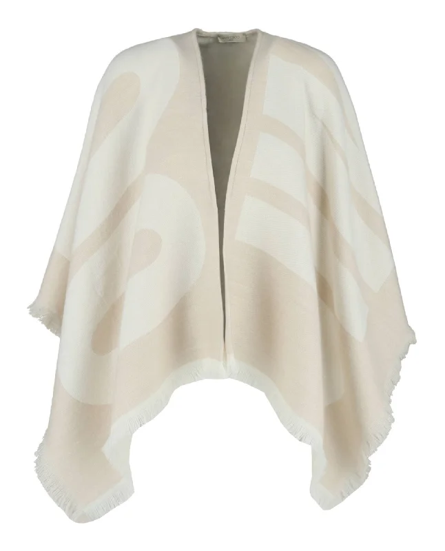Jimmy Choo Womens Logo Printed Wool Poncho