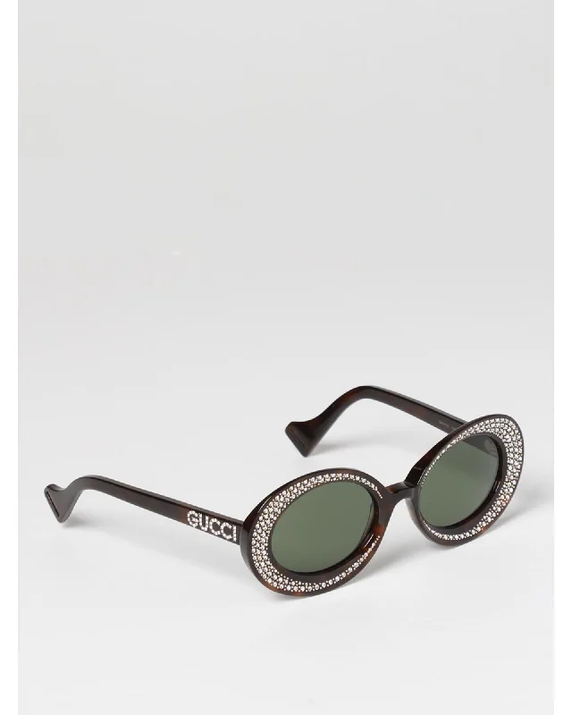 Gucci Oval Rhinestone Sunglasses Women White