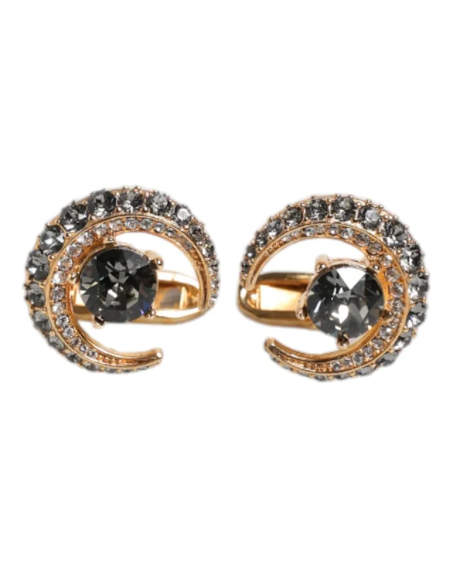 Dolce & Gabbana Crescent Moon Crystal Cufflinks Men Gold