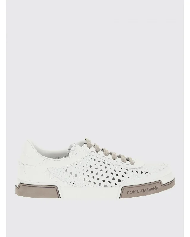 Dolce & Gabbana Woven Leather Sneakers Casual Style Men White