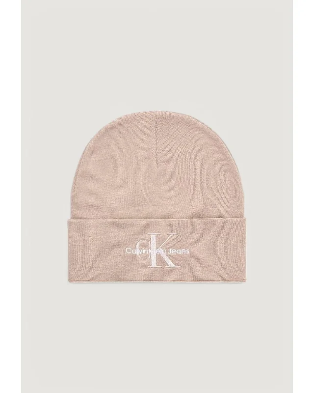 Calvin Klein Jeans Cotton Logo Embroidered Cap Women Beige Hats