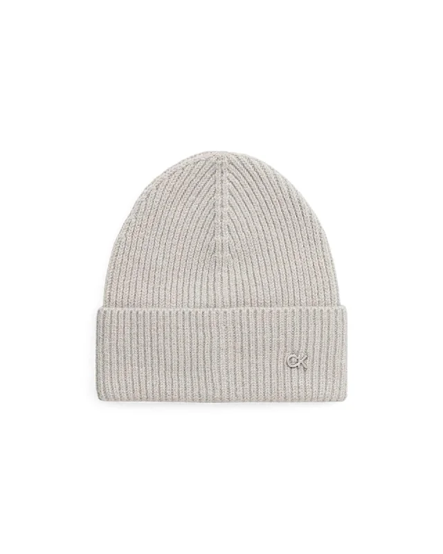 Calvin Klein Cashmere Wool Blend Cap Women Grey Hats