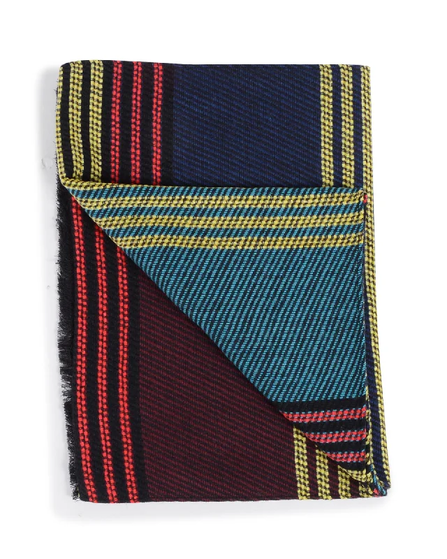 Missoni  Womens Multicolor Striped and Plaid Wool Scarf