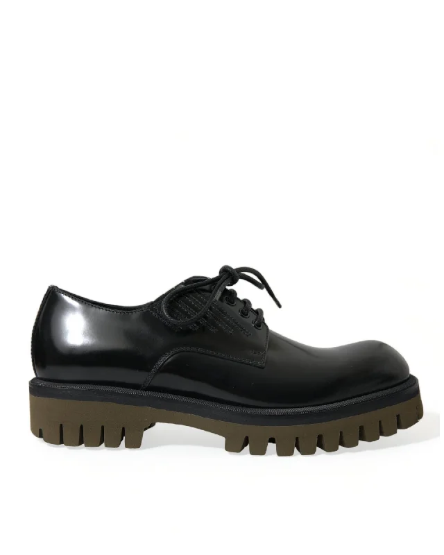 Dolce & Gabbana  Men's Black Leather Derby Laceup Shoes