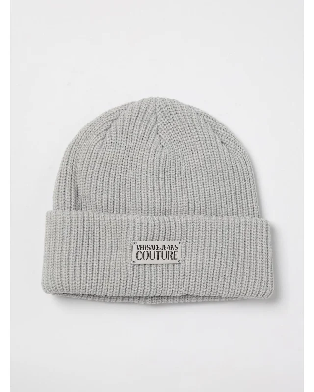 Versace Jeans Couture Rib Knit Beanie Hat Women Grey