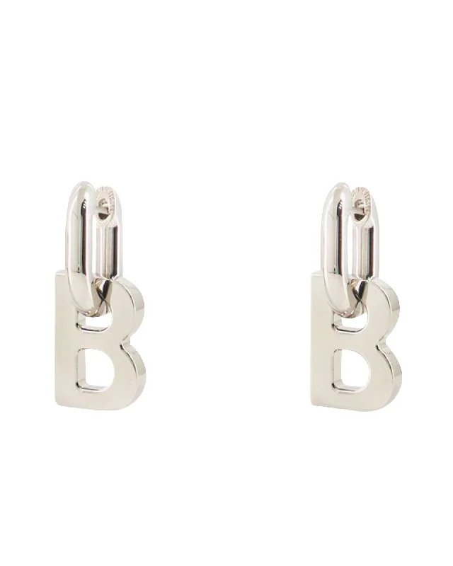 Balenciaga B Initial Earrings Metal Women Metallic | Silver