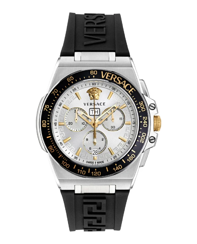 Versace Mens Greca Extreme Chrono Stainless Steel 45mm Strap Fashion Watch