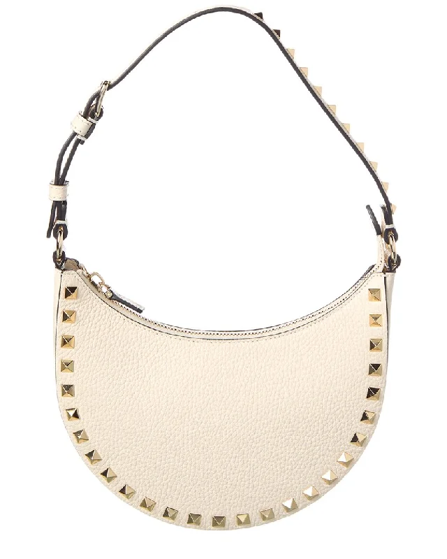 Valentino Rockstud Mini Grainy Leather Hobo Bag