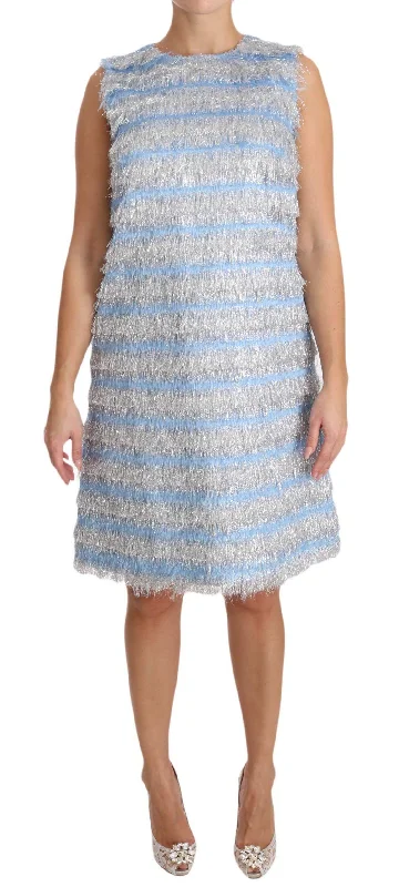 Dolce & Gabbana Silver Shift Gown Dress