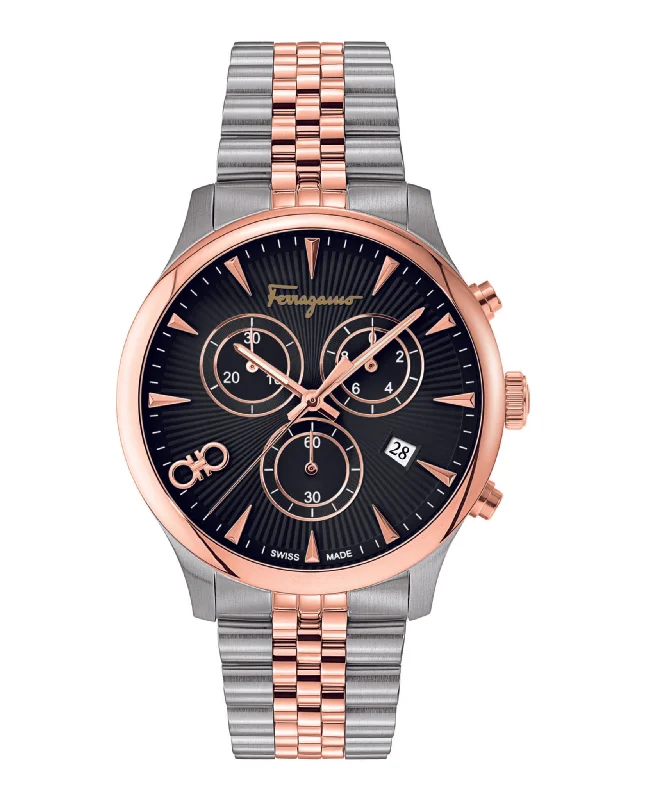 Ferragamo Mens Ferragamo Duo Two Tone 42mm Bracelet Fashion Watch