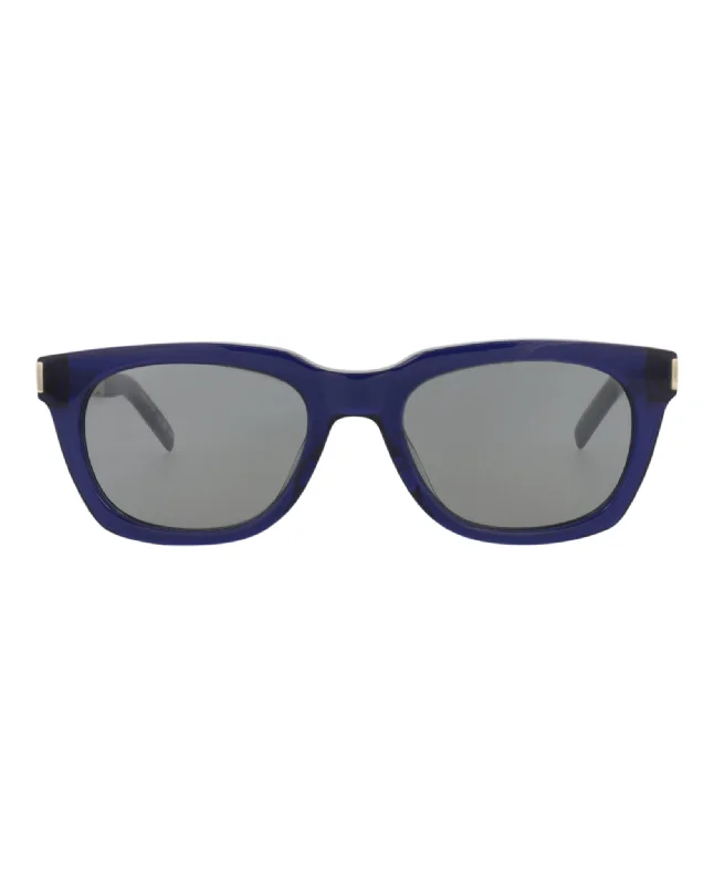 Saint Laurent Unisex Square/Rectangle Blue Silver Silver Fashion Designer Eyewear