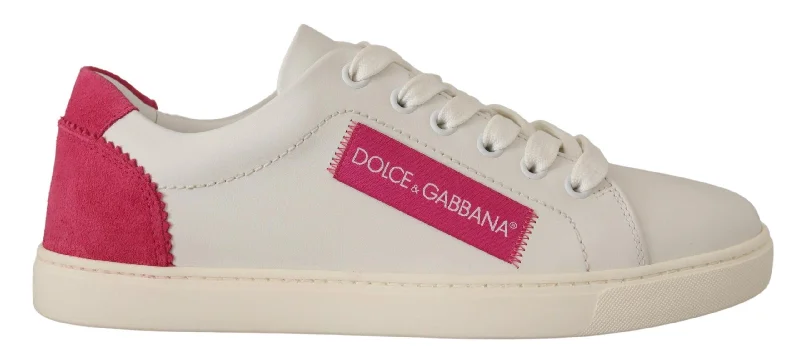 Dolce & Gabbana  WhitePink Leather Sneakers