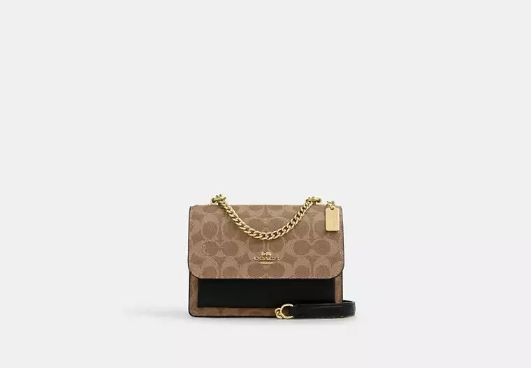 Coach Mini Klare Crossbody Bag In Signature Canvas Tan Black 
