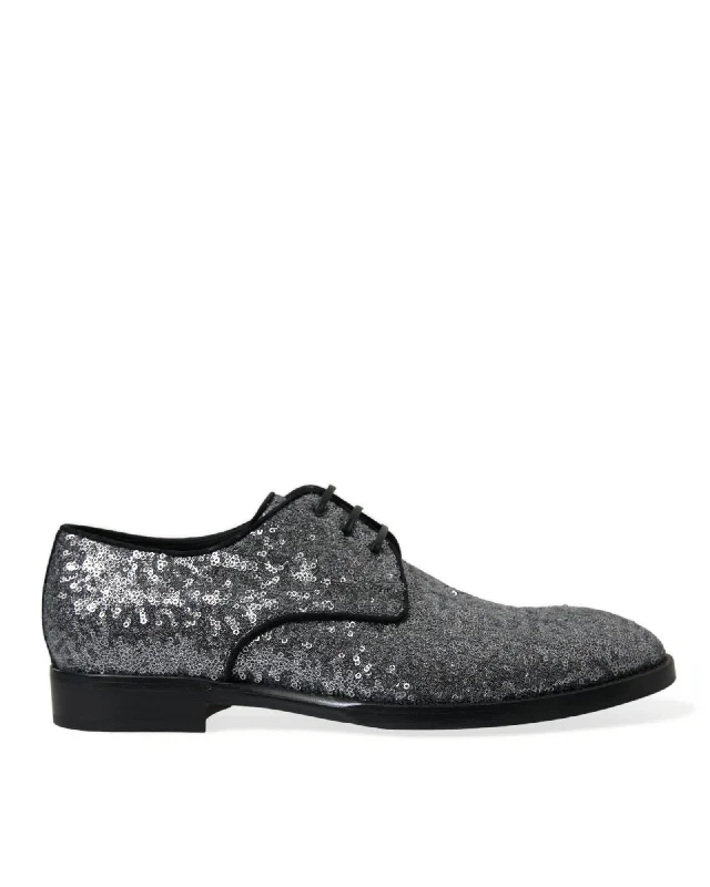 Dolce & Gabbana  Sequined Derby Shoes - Silver