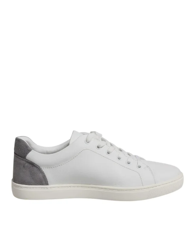 Dolce & Gabbana Leather LowTop Sneakers Grey Detail Men White