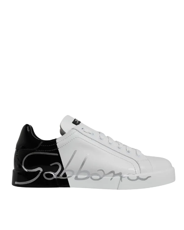 Dolce & Gabbana Portofino Leather Sneakers CS1764AJ826 Men Blackwhite