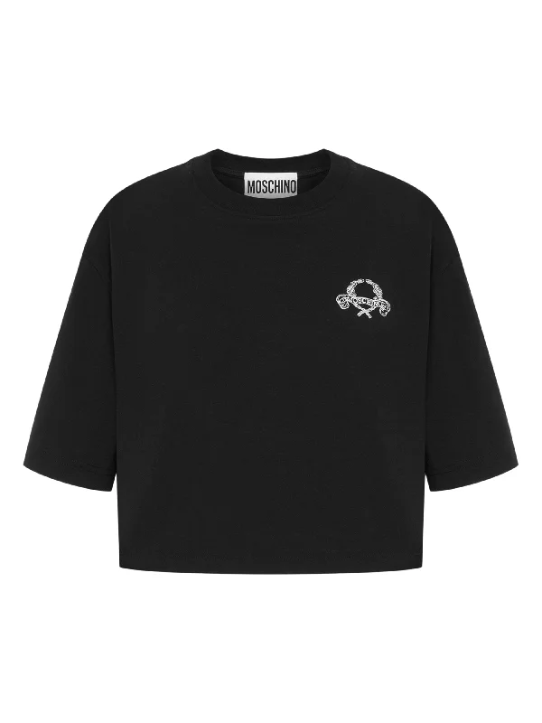 Moschino Cropped Laurel Crown Logo T-shirt