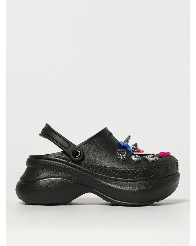 Balenciaga Platform Clogs with Charms Women Black Other