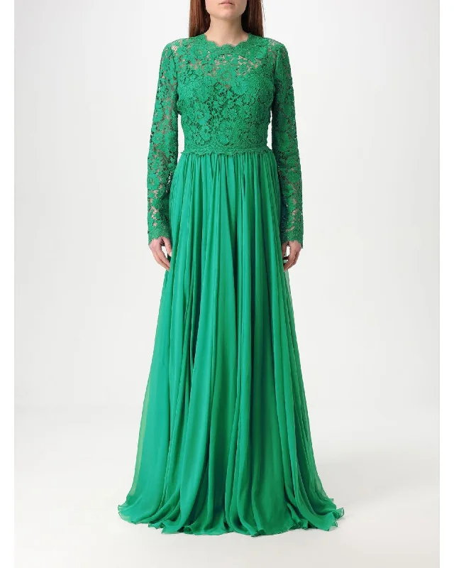 Dolce & Gabbana Lace Maxi Dress Women Green Dresses