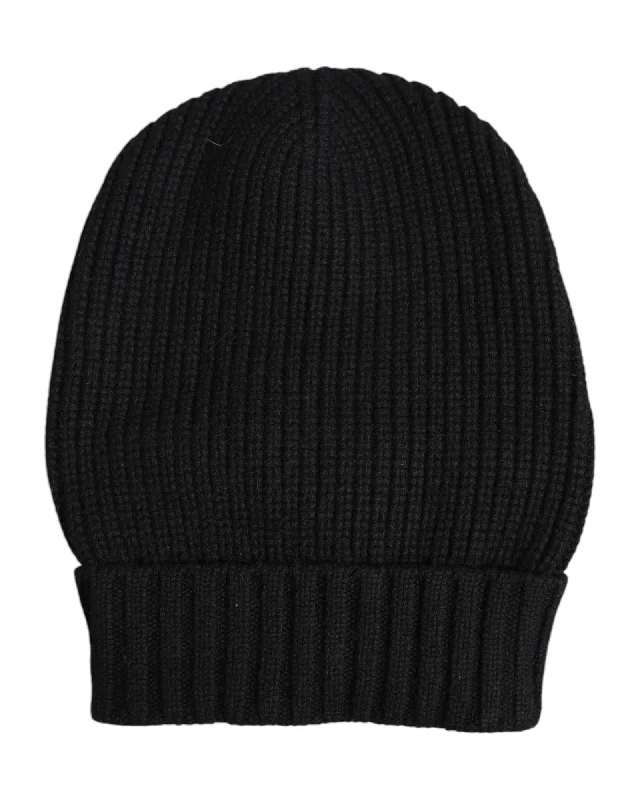 Dolce & Gabbana Ribbed Knit Wool Hat Women Black