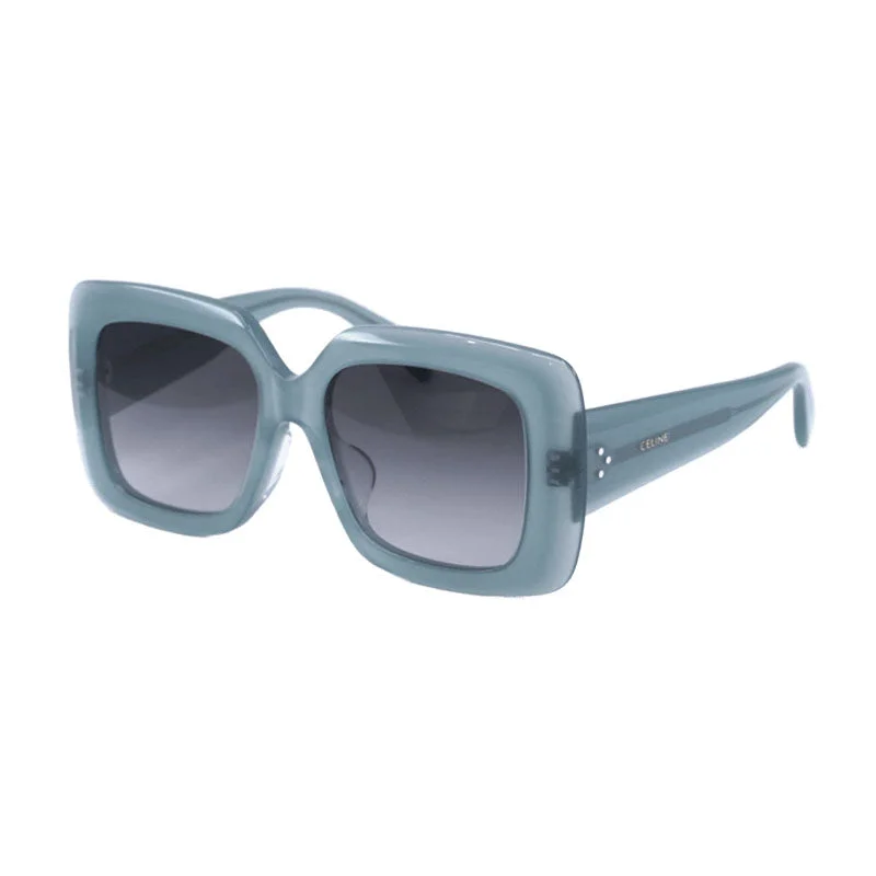 Celine Square Full Rim, with a Shiny Blue frame and Grey Gradient lens.