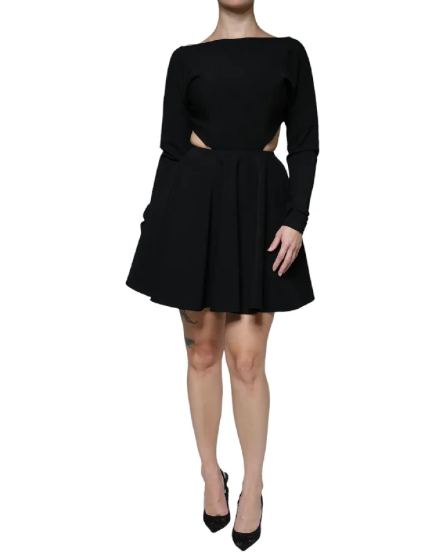 Dolce & Gabbana Cutout Mini Dress Long Sleeve Style Women Black Dresses