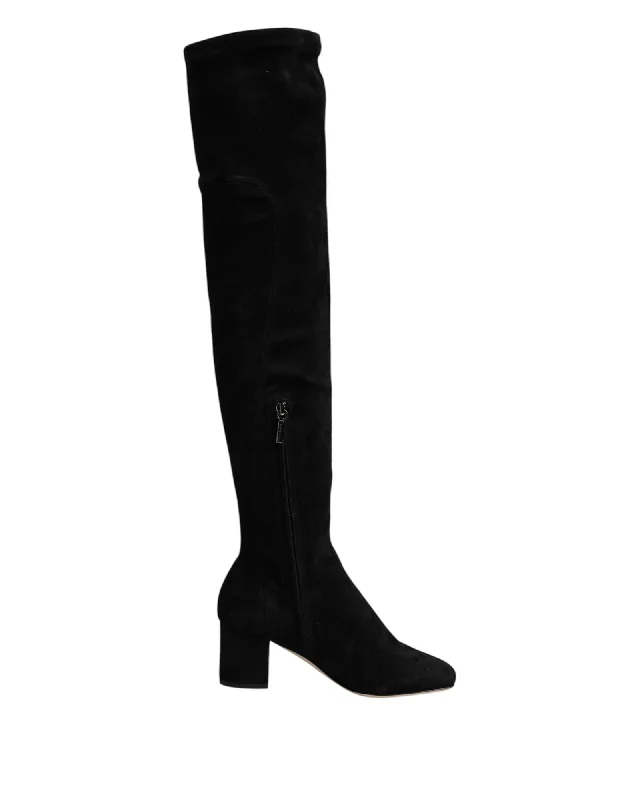 Dolce & Gabbana OTK Suede Block Heel Boots Women Black