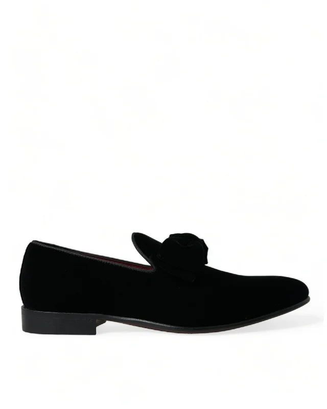 Dolce & Gabbana  Men's Bow Velvet Loafer Black