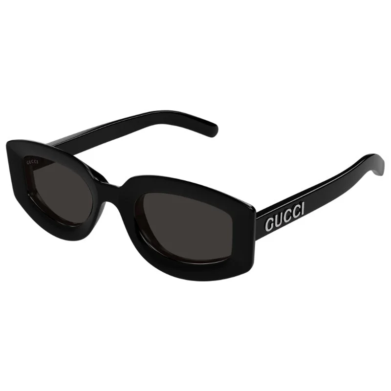 Gucci Geometric Full Rim, with a Transparent Vivid Orange frame and Smoke lens.