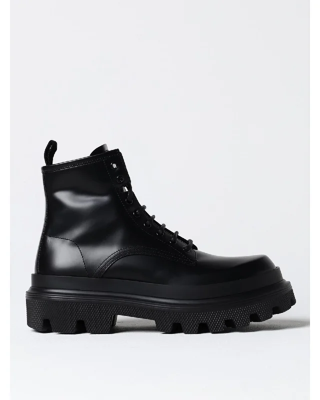 Dolce & Gabbana Laceup Chunky Sole Boots Men Black